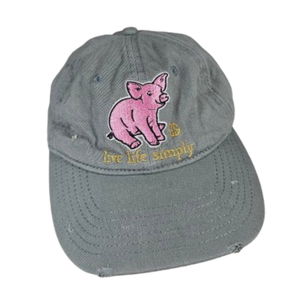 Simply Southern Live Life Simply Green Baseball Hat with Pink Pig Women